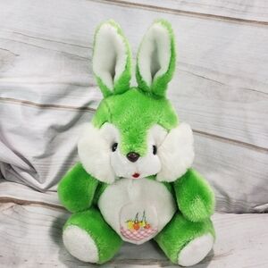 Chosun Green White Bunny Rabbit Plush Stuffed Toy Easter Basket Embroidery 8"